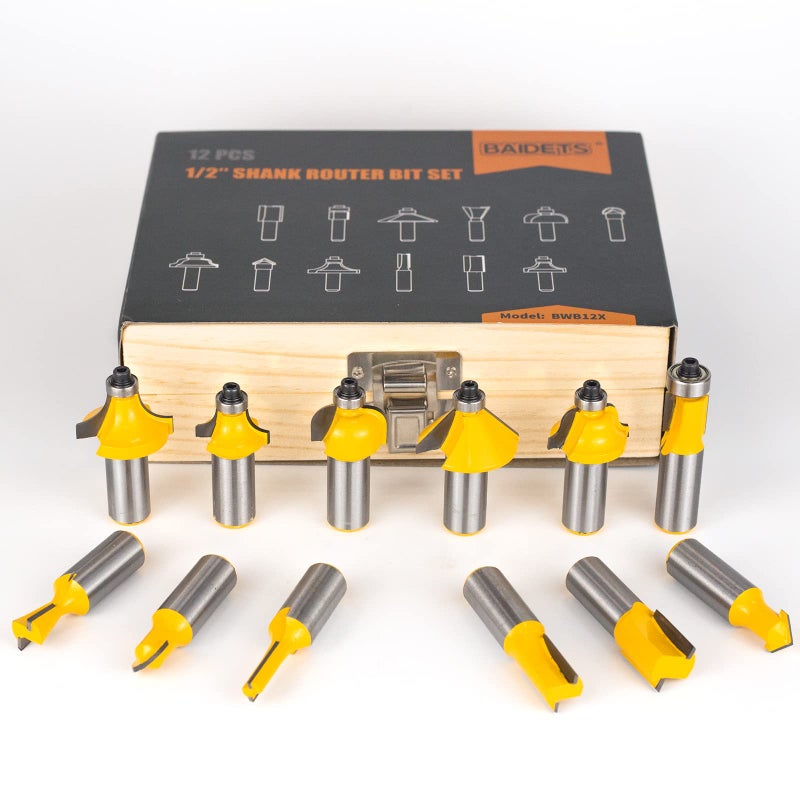 BAIDETS Router Bits Set 1/2 Inch Shank - BAIDETS 12 Pieces Tungsten Carbide Router Bits, Woodwork Tools - Image 5